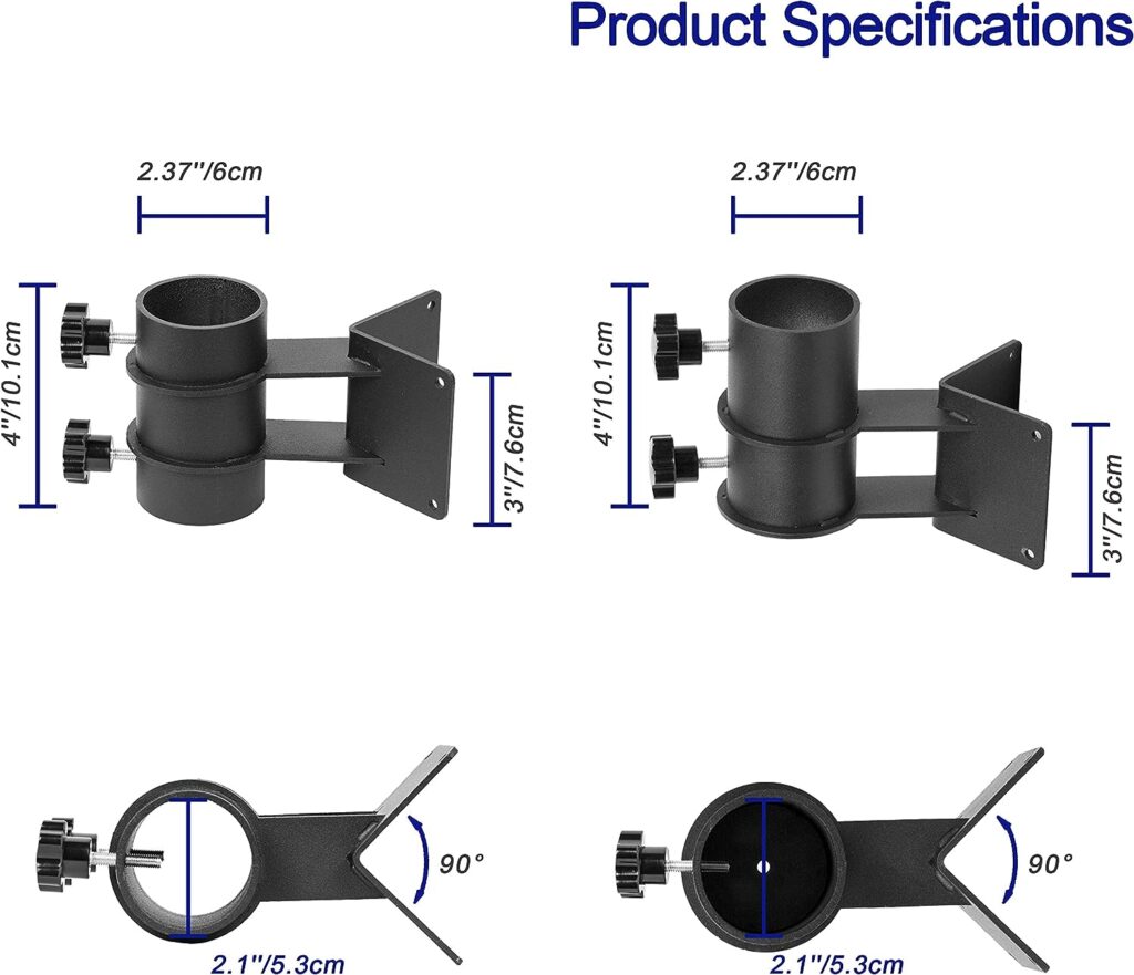 NATUREIN Heavy Duty Patio Umbrella Holder, Stainless Steel Offset Umbrella Stand Umbrella Deck Mount Bracket for Railing Corner, Mount to Deck, Fences, Balcony or Courtyard (Fit Max OD 2”)
